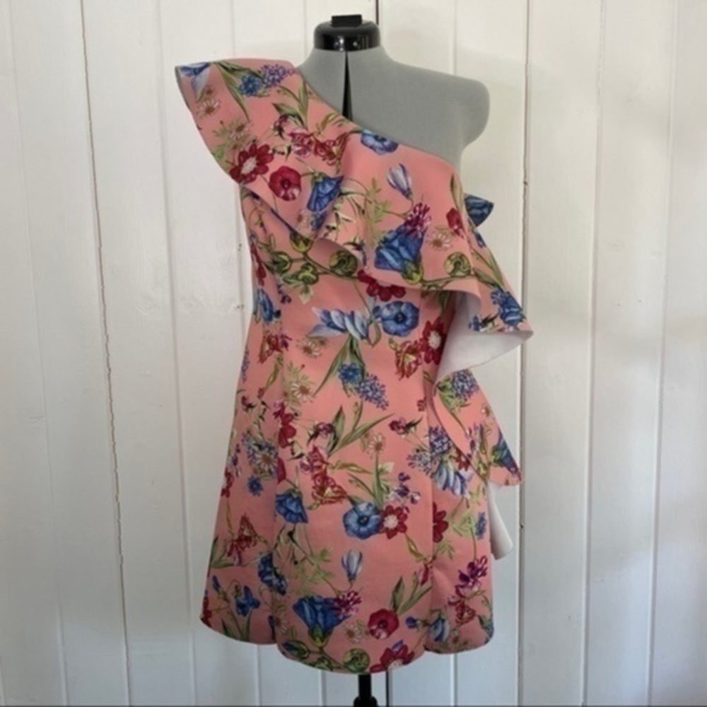 ASOS DESIGN Floral One Shoulder Ruffle Dress​​​
